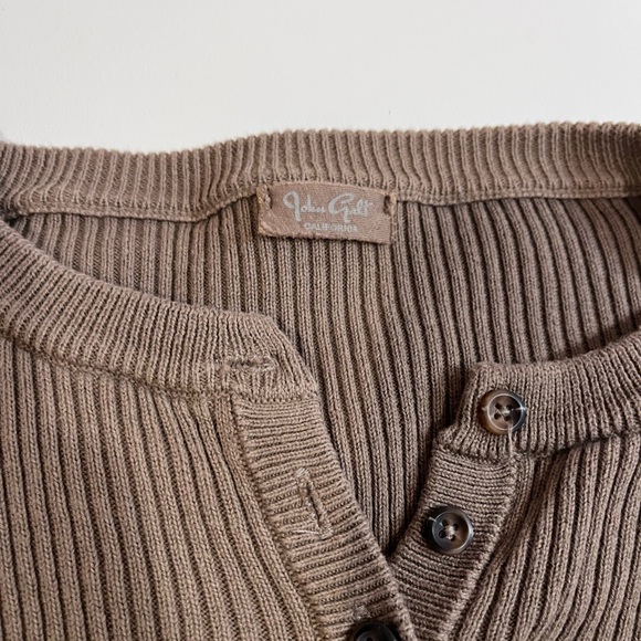 brandy melville chcolate brown ribbed quarter button down sweater - Picture 5 of 8